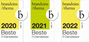 Auszeichnung des Magazins brandeins, das ALL4NET als einen der besten IT-Dienstleister für die Jahre 2020-2022 ausweist